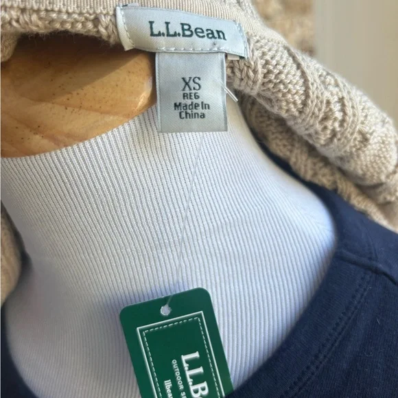 L.L. Bean Cream Cardigan with Cable Knit Design - Picture 8 of 12